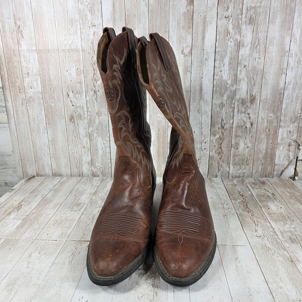 Ariat Heritage Western Mens Brown Leather Cowboy Boots 34732 Round Toe Size 13 D - Picture 2 of 8